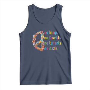 No Kings No Fascists Tank Top Floral Peace Sign Social Justice TS10 Navy Print Your Wear