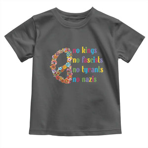 No Kings No Fascists Toddler T Shirt Floral Peace Sign Social Justice TS10 Dark Heather Print Your Wear