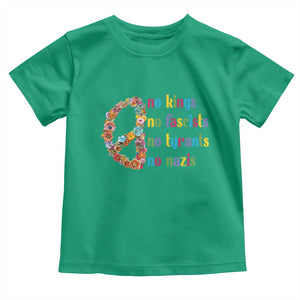 No Kings No Fascists Toddler T Shirt Floral Peace Sign Social Justice TS10 Irish Green Print Your Wear