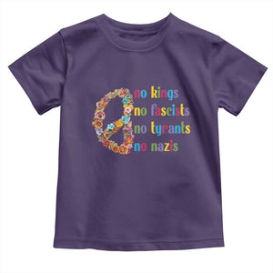 No Kings No Fascists Toddler T Shirt Floral Peace Sign Social Justice TS10 Purple Print Your Wear