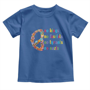 No Kings No Fascists Toddler T Shirt Floral Peace Sign Social Justice TS10 Royal Blue Print Your Wear
