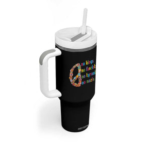 No Kings No Fascists Tumbler With Handle Floral Peace Sign Social Justice TS10 Print Your Wear