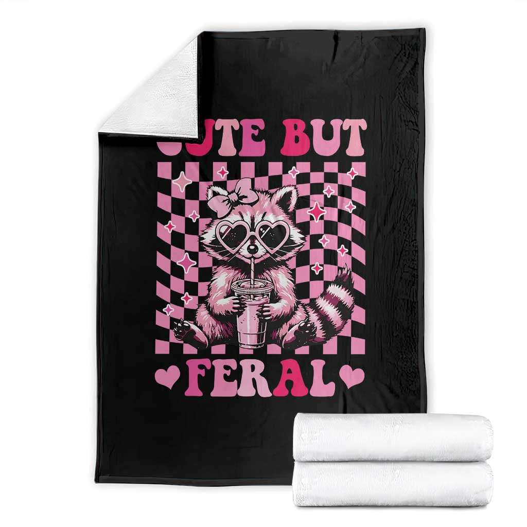 Cute But Feral Raccoon Throw Blanket Funny Sunglasses Trash Panda TS10 Black Print Your Wear