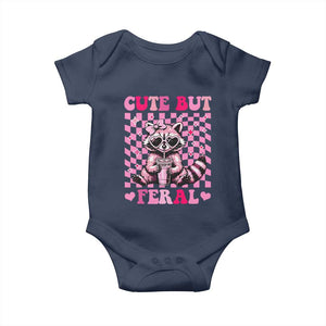 Cute But Feral Raccoon Baby Onesie Funny Sunglasses Trash Panda TS10 Navy Print Your Wear