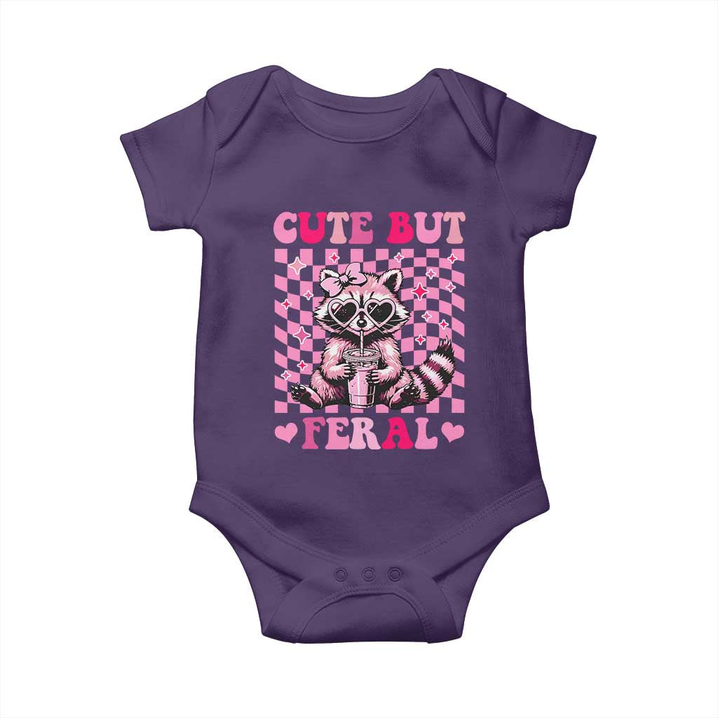 Cute But Feral Raccoon Baby Onesie Funny Sunglasses Trash Panda TS10 Purple Print Your Wear
