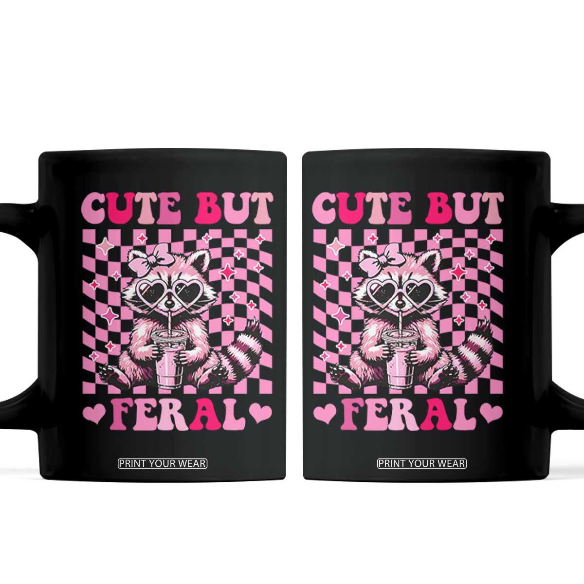Cute But Feral Raccoon Coffee Mug Funny Sunglasses Trash Panda TS10 Black Print Your Wear