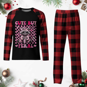 Cute But Feral Raccoon Plaid Pajama Set Funny Sunglasses Trash Panda TS10 Buffalo Plaid Print Your Wear