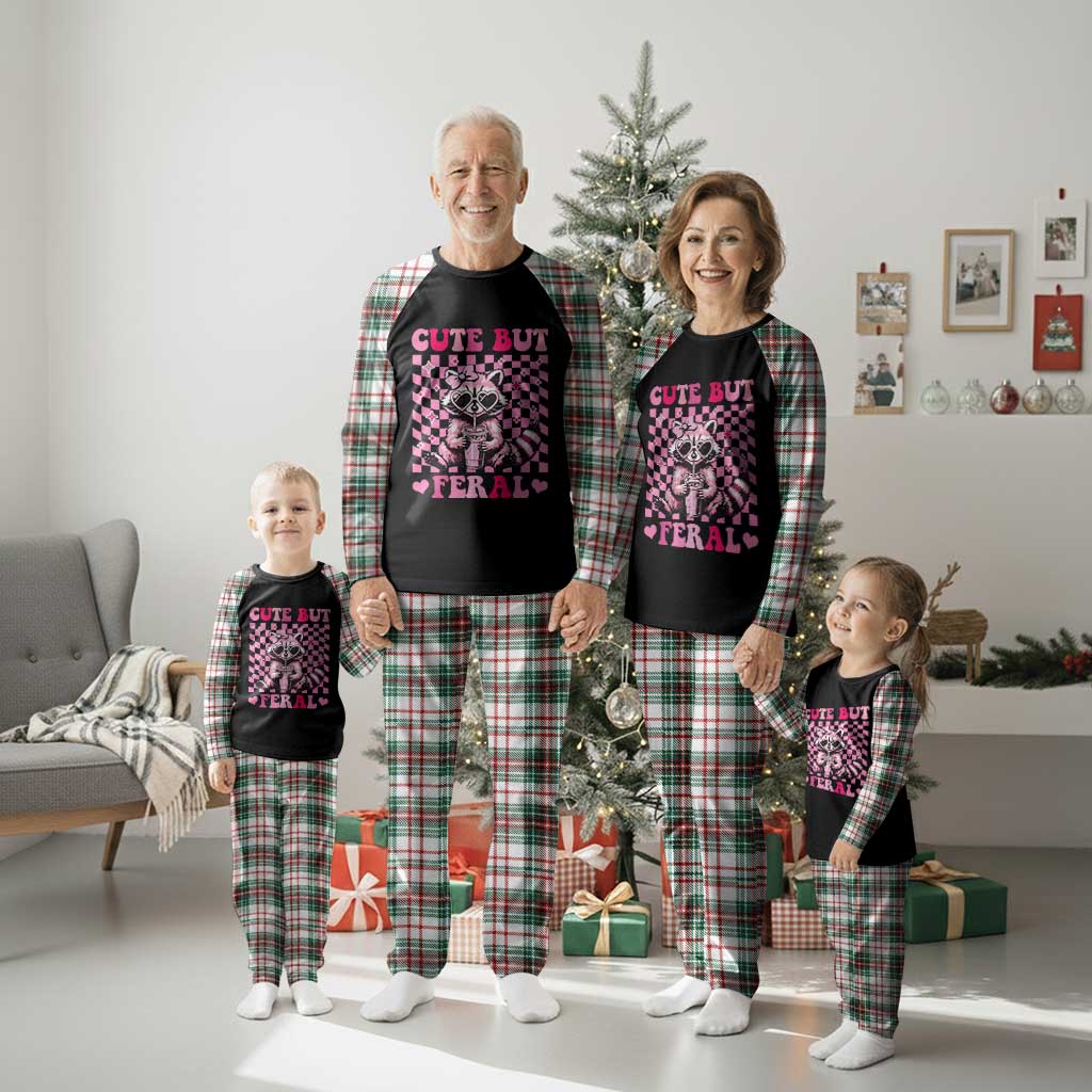 Cute But Feral Raccoon Plaid Pajama Set Funny Sunglasses Trash Panda TS10 Christmas Plaid Print Your Wear