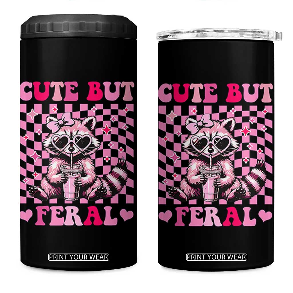 Cute But Feral Raccoon 4 in 1 Can Cooler Tumbler Funny Sunglasses Trash Panda TS10 One Size: 16 oz Black Print Your Wear
