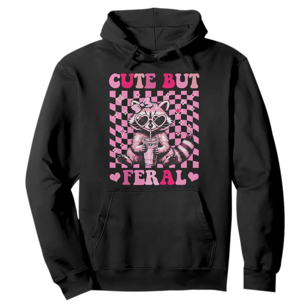 Cute But Feral Raccoon Hoodie Funny Sunglasses Trash Panda TS10 Black Print Your Wear