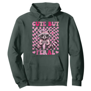 Cute But Feral Raccoon Hoodie Funny Sunglasses Trash Panda TS10 Dark Forest Green Print Your Wear
