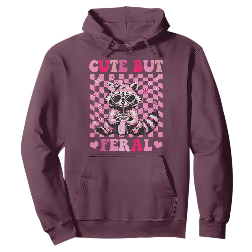 Cute But Feral Raccoon Hoodie Funny Sunglasses Trash Panda TS10 Maroon Print Your Wear