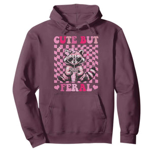 Cute But Feral Raccoon Hoodie Funny Sunglasses Trash Panda TS10 Maroon Print Your Wear