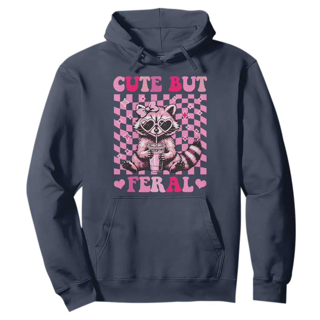 Cute But Feral Raccoon Hoodie Funny Sunglasses Trash Panda TS10 Navy Print Your Wear