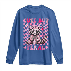 Cute But Feral Raccoon Long Sleeve Shirt Funny Sunglasses Trash Panda TS10 Royal Blue Print Your Wear