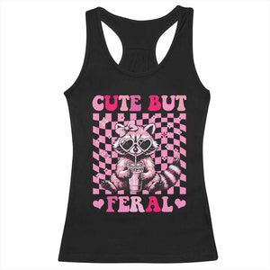 Cute But Feral Raccoon Racerback Tank Top Funny Sunglasses Trash Panda TS10 Black Print Your Wear