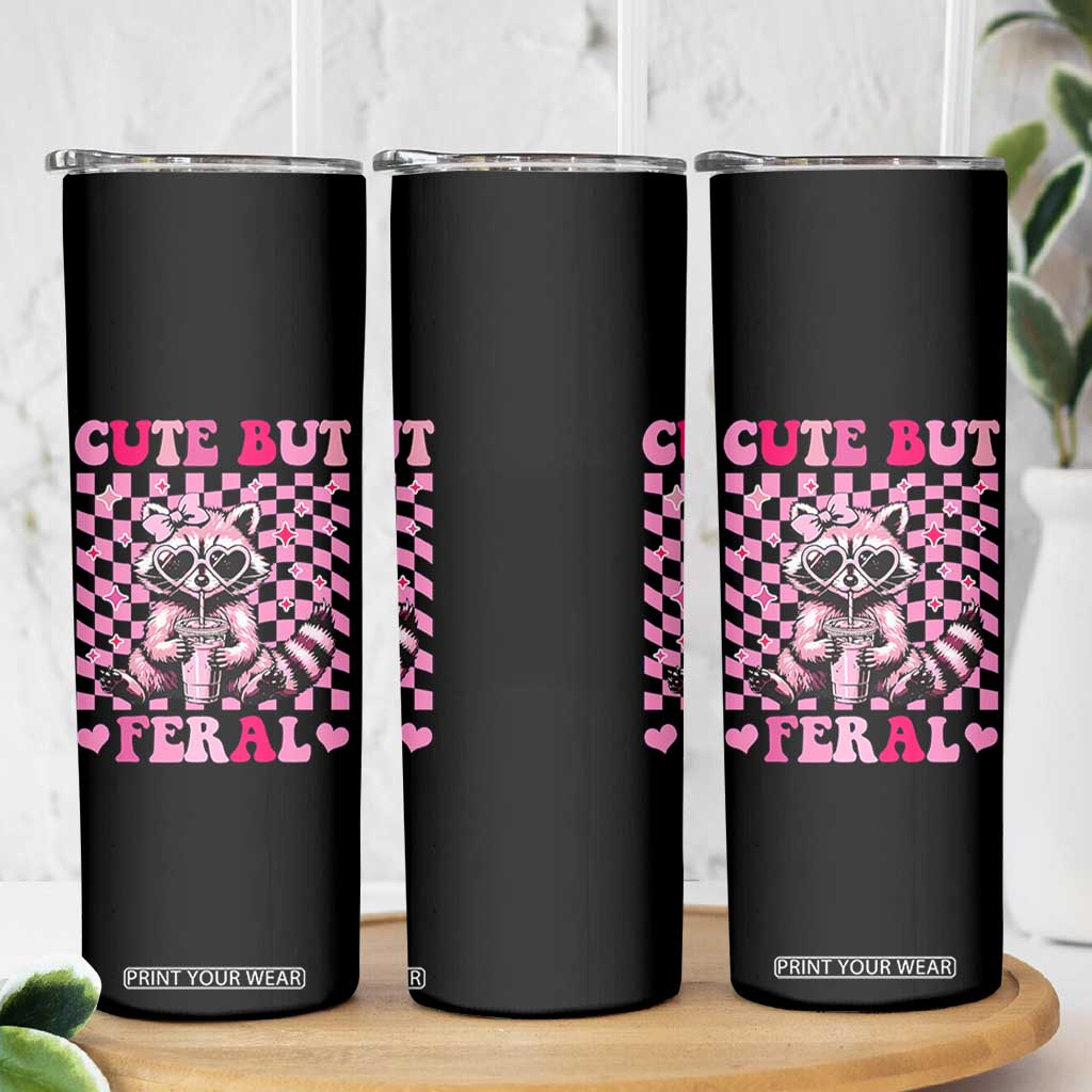 Cute But Feral Raccoon Skinny Tumbler Funny Sunglasses Trash Panda TS10 Print Your Wear