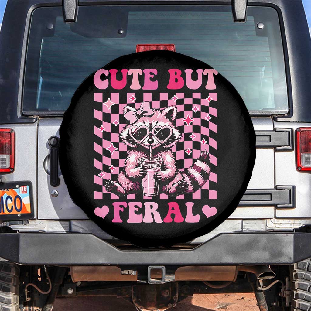 Cute But Feral Raccoon Spare Tire Cover Funny Sunglasses Trash Panda TS10 No hole Black Print Your Wear