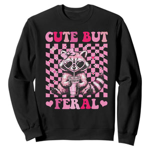 Cute But Feral Raccoon Sweatshirt Funny Sunglasses Trash Panda TS10 Black Print Your Wear