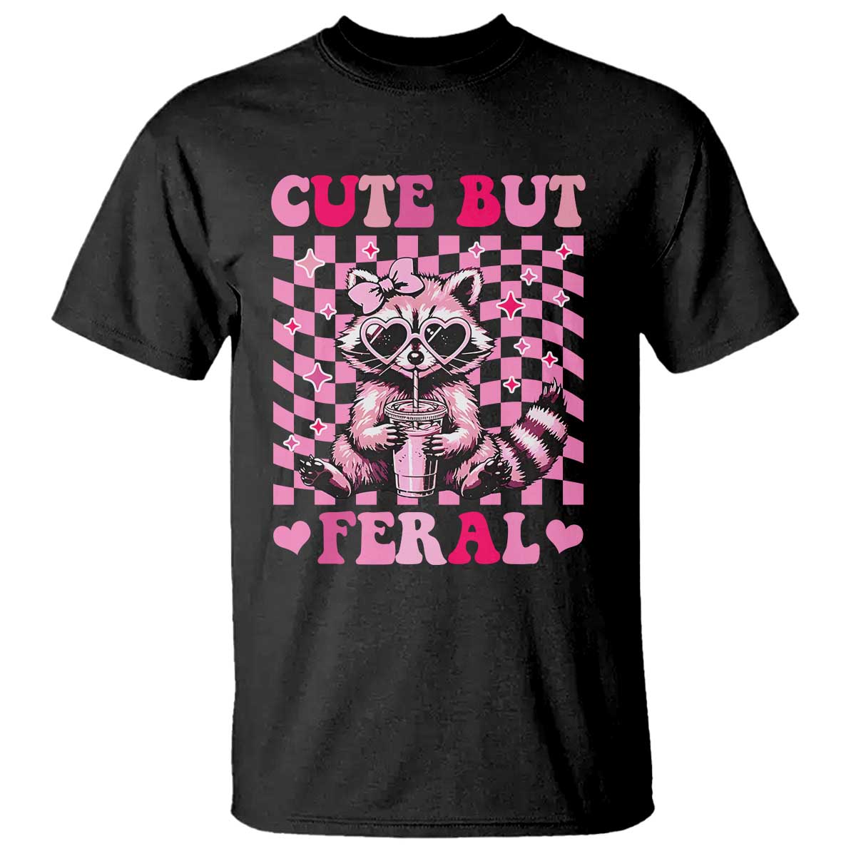 Cute But Feral Raccoon T Shirt Funny Sunglasses Trash Panda TS10 Black Print Your Wear