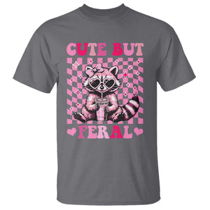 Cute But Feral Raccoon T Shirt Funny Sunglasses Trash Panda TS10 Charcoal Print Your Wear