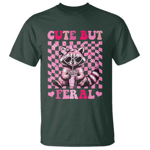 Cute But Feral Raccoon T Shirt Funny Sunglasses Trash Panda TS10 Dark Forest Green Print Your Wear