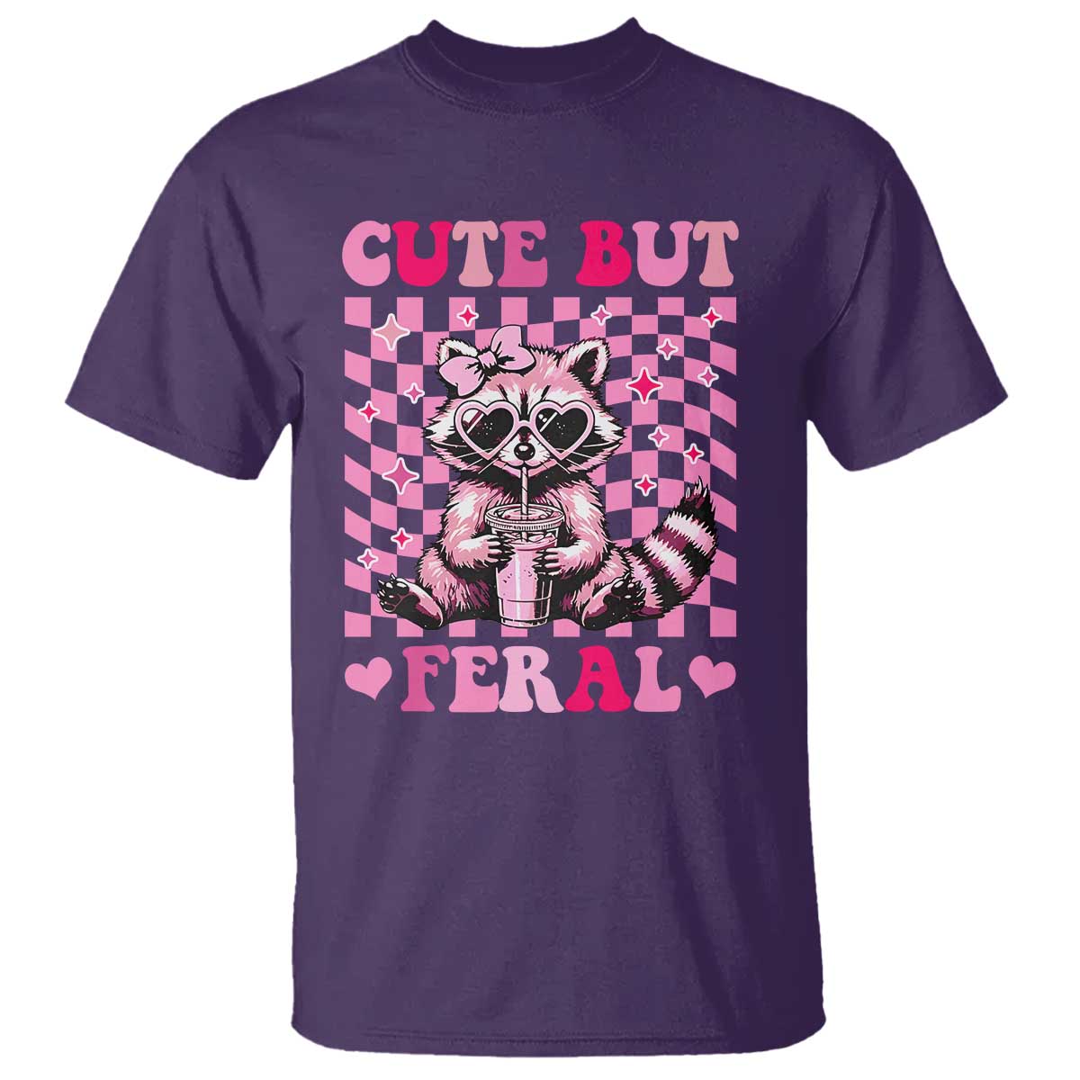 Cute But Feral Raccoon T Shirt Funny Sunglasses Trash Panda TS10 Purple Print Your Wear