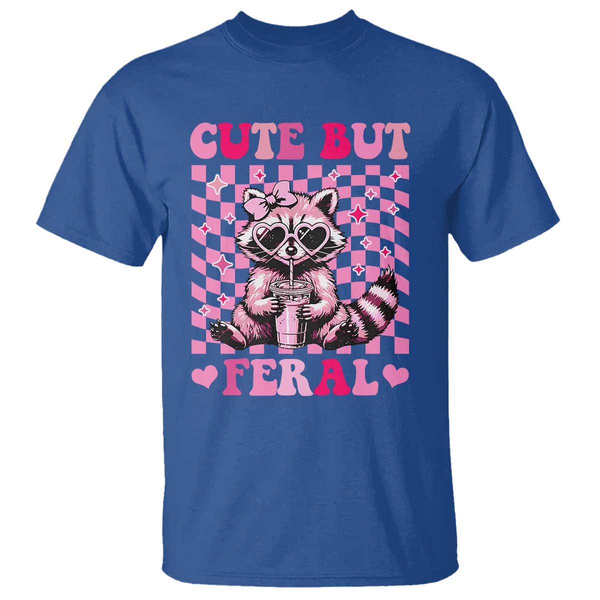 Cute But Feral Raccoon T Shirt Funny Sunglasses Trash Panda TS10 Royal Blue Print Your Wear