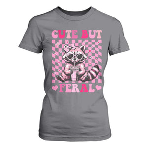 Cute But Feral Raccoon T Shirt For Women Funny Sunglasses Trash Panda TS10 Charcoal Print Your Wear