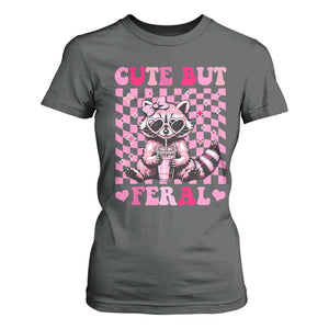 Cute But Feral Raccoon T Shirt For Women Funny Sunglasses Trash Panda TS10 Dark Heather Print Your Wear
