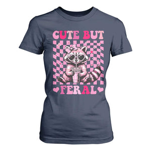 Cute But Feral Raccoon T Shirt For Women Funny Sunglasses Trash Panda TS10 Navy Print Your Wear