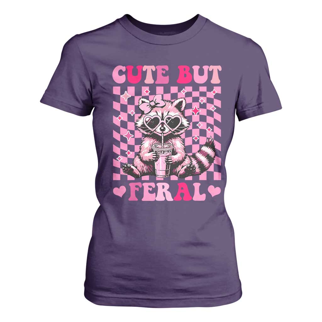 Cute But Feral Raccoon T Shirt For Women Funny Sunglasses Trash Panda TS10 Purple Print Your Wear
