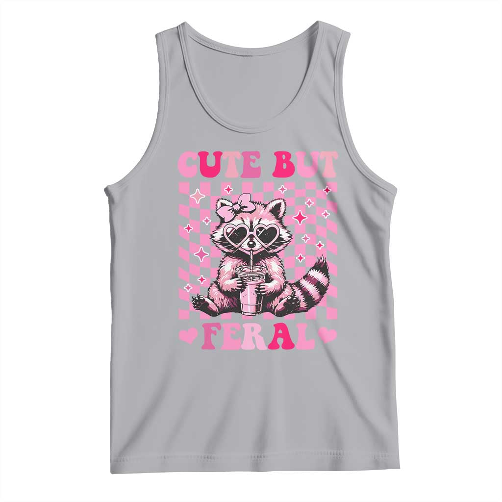 Cute But Feral Raccoon Tank Top Funny Sunglasses Trash Panda TS10 Athletic Heather Print Your Wear