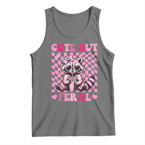 Cute But Feral Raccoon Tank Top Funny Sunglasses Trash Panda TS10 Black Heather Print Your Wear