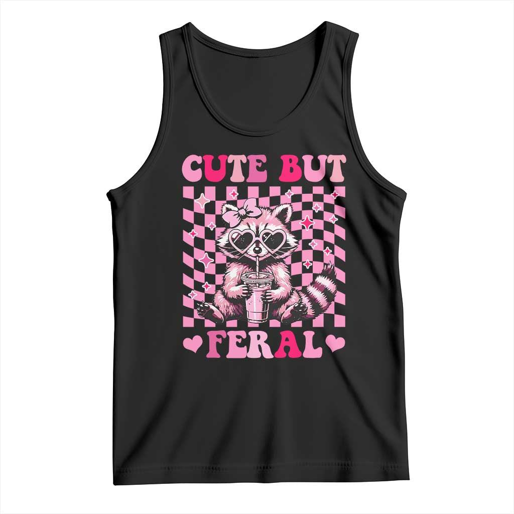 Cute But Feral Raccoon Tank Top Funny Sunglasses Trash Panda TS10 Black Print Your Wear