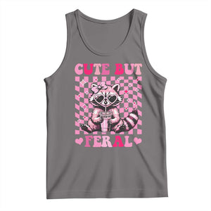 Cute But Feral Raccoon Tank Top Funny Sunglasses Trash Panda TS10 Deep Heather Print Your Wear