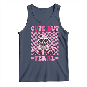 Cute But Feral Raccoon Tank Top Funny Sunglasses Trash Panda TS10 Navy Print Your Wear