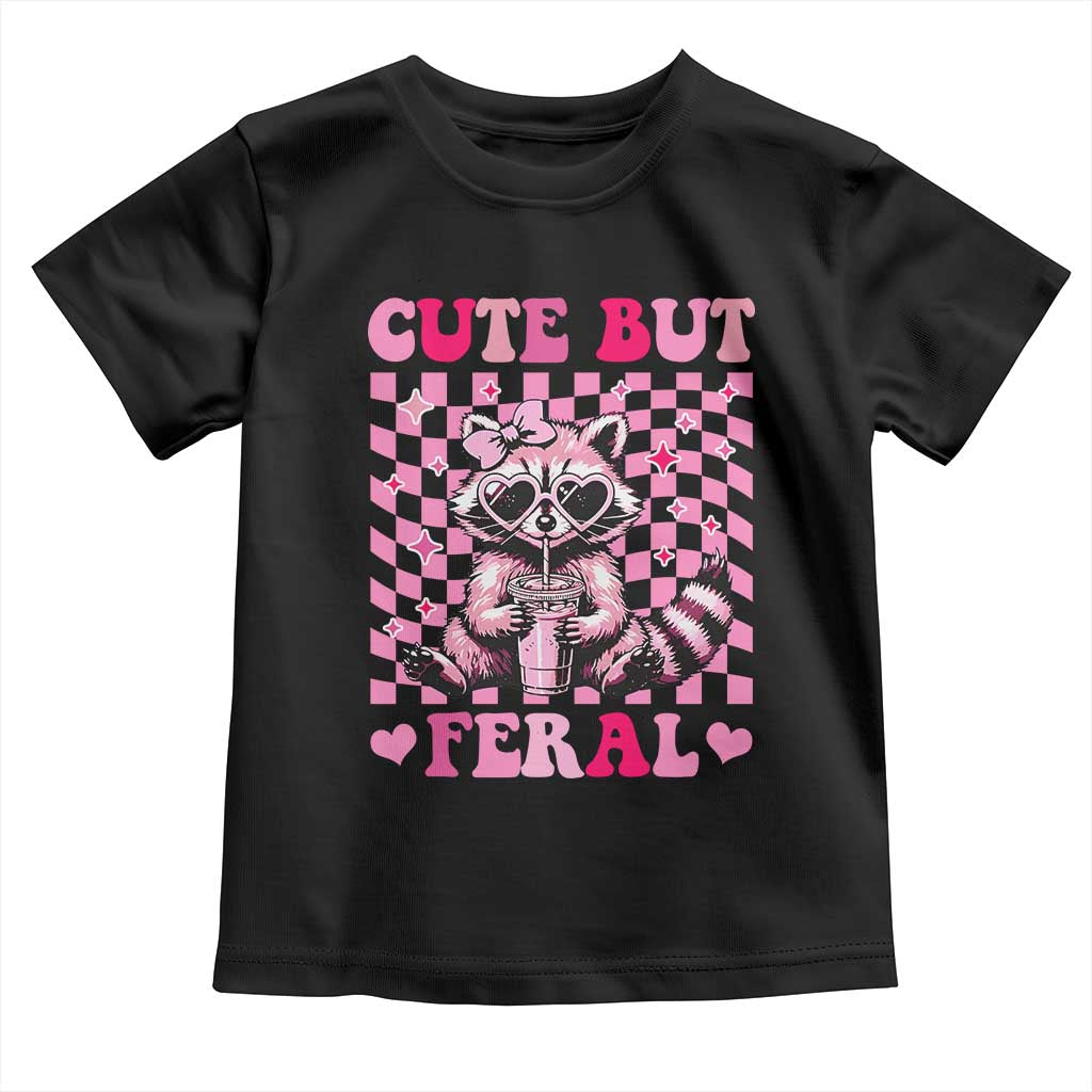 Cute But Feral Raccoon Toddler T Shirt Funny Sunglasses Trash Panda TS10 Black Print Your Wear