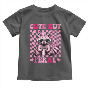 Cute But Feral Raccoon Toddler T Shirt Funny Sunglasses Trash Panda TS10 Dark Heather Print Your Wear