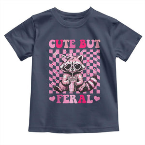 Cute But Feral Raccoon Toddler T Shirt Funny Sunglasses Trash Panda TS10 Navy Print Your Wear