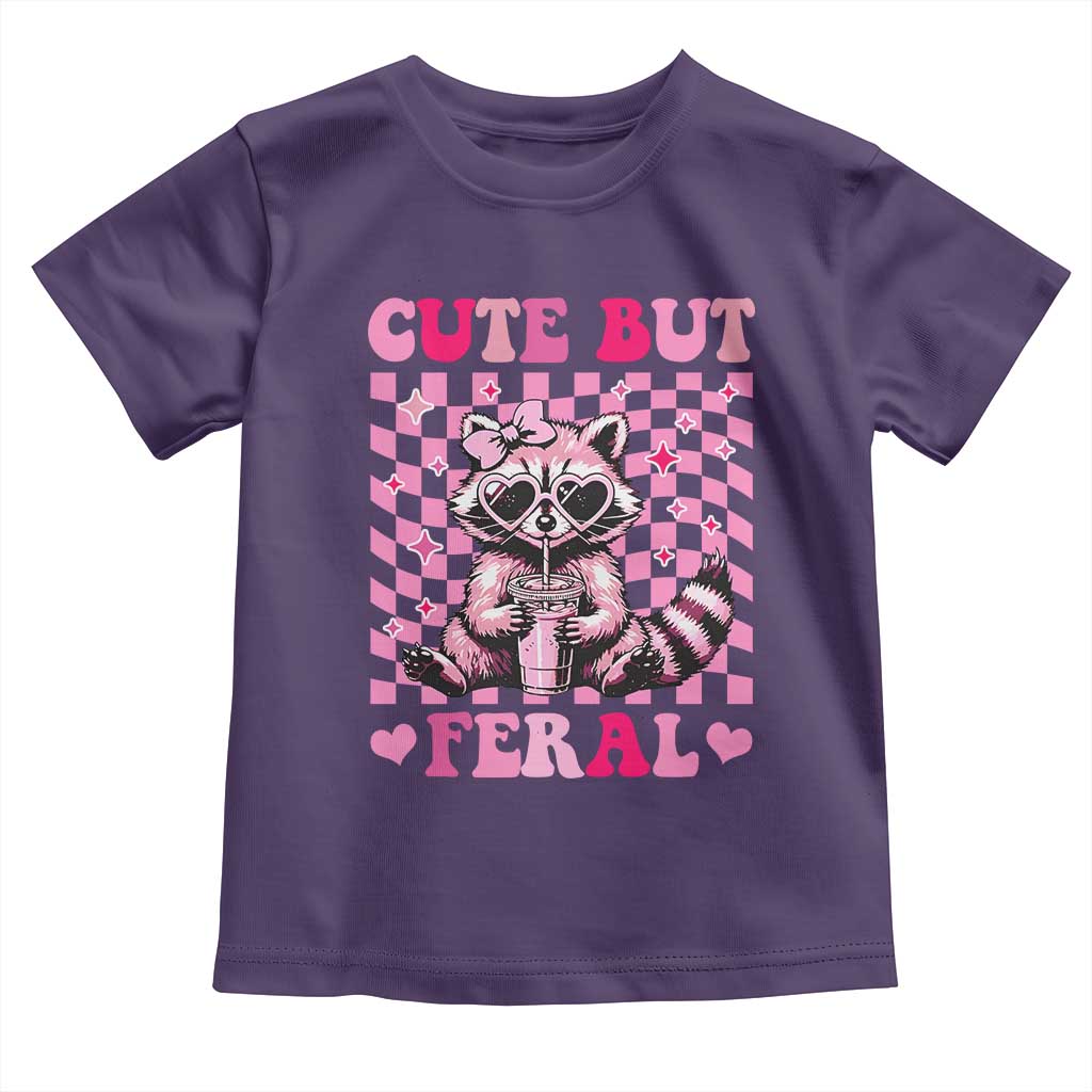 Cute But Feral Raccoon Toddler T Shirt Funny Sunglasses Trash Panda TS10 Purple Print Your Wear