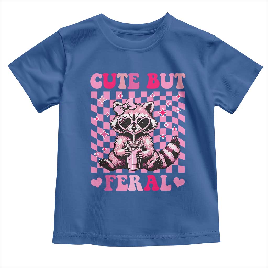 Cute But Feral Raccoon Toddler T Shirt Funny Sunglasses Trash Panda TS10 Royal Blue Print Your Wear