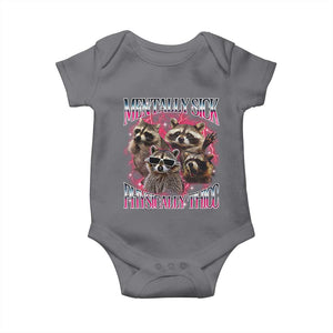 Physically Thicc Funny Raccoon Meme Baby Onesie Mentally Sick Bootleg Graphic 90s TS10 Charcoal Print Your Wear