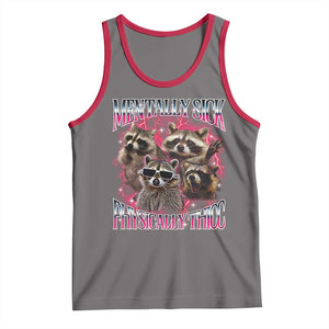 Physically Thicc Funny Raccoon Meme Tank Top Mentally Sick Bootleg Graphic 90s TS10 Deep Heather Red Print Your Wear