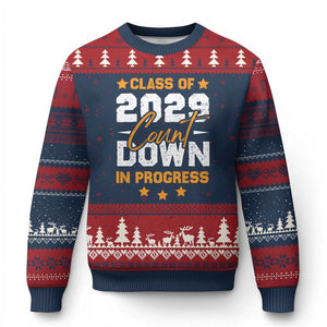 Class Of 2029 Count Down Graduating Ugly Christmas Sweater TS10 Navy Red Print Your Wear