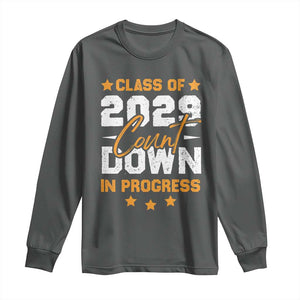 Class Of 2029 Count Down Graduating Long Sleeve Shirt TS10 Dark Heather Print Your Wear