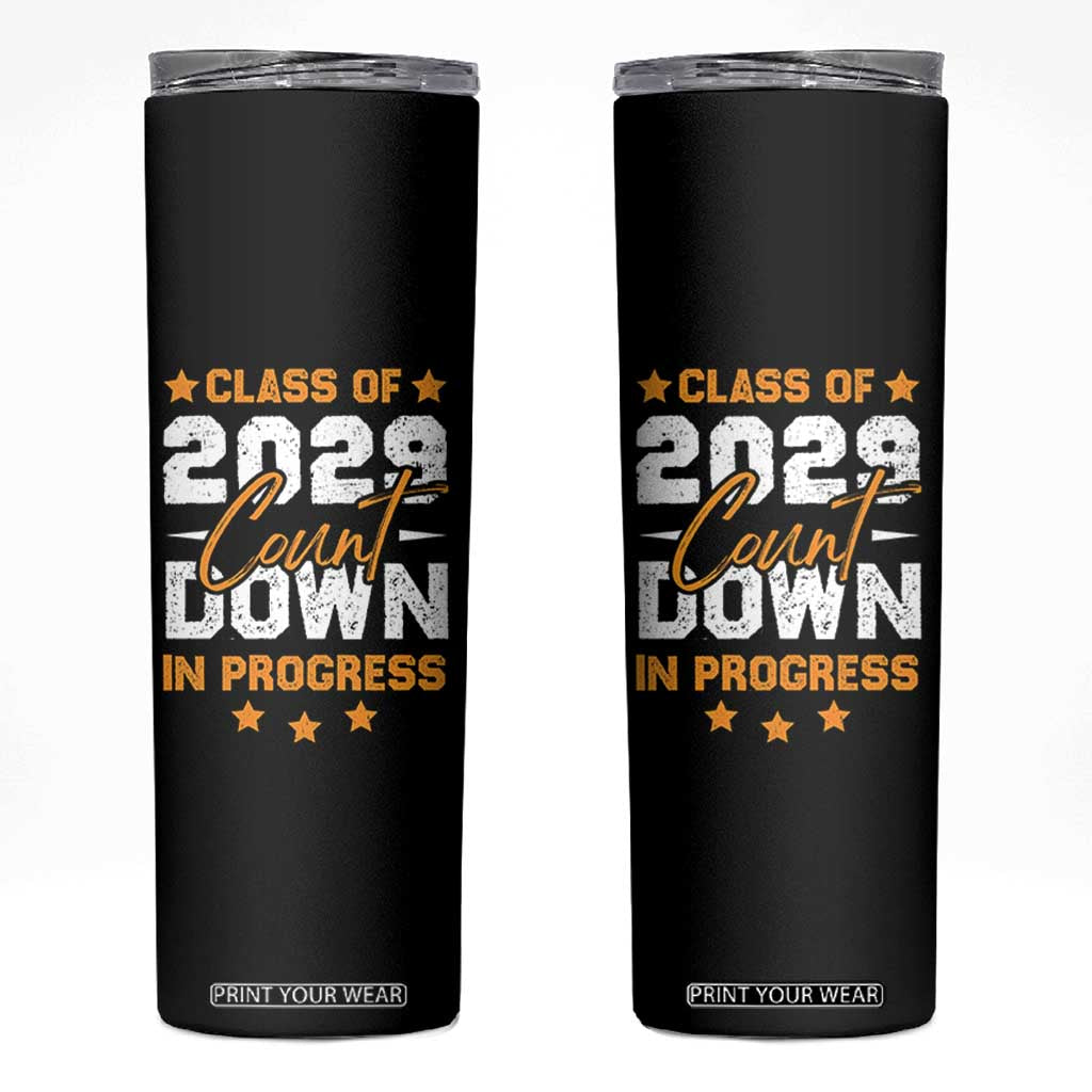 Class Of 2029 Count Down Graduating Skinny Tumbler TS10 Black Print Your Wear