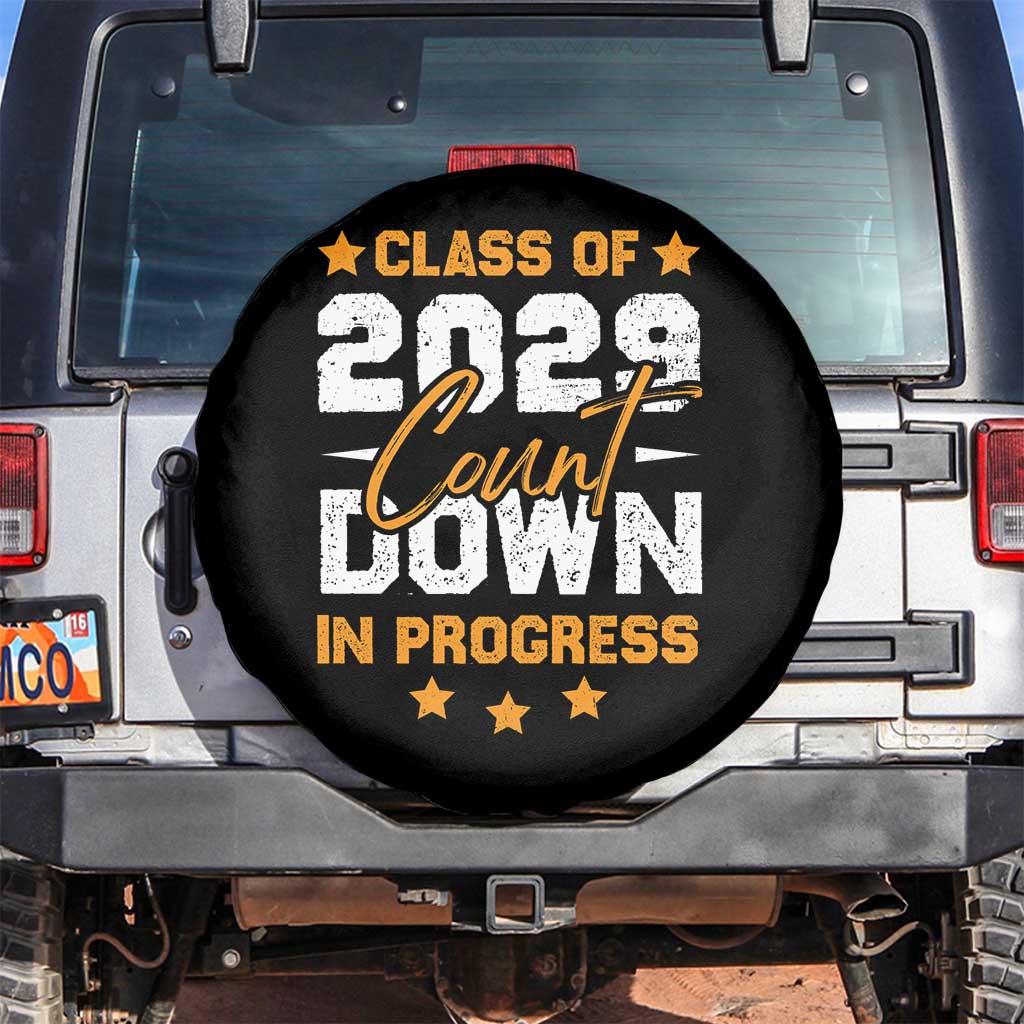 Class Of 2029 Count Down Graduating Spare Tire Cover TS10 No hole Black Print Your Wear