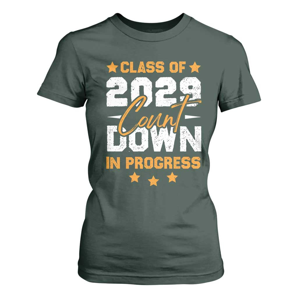 Class Of 2029 Count Down Graduating T Shirt For Women TS10 Dark Forest Green Print Your Wear