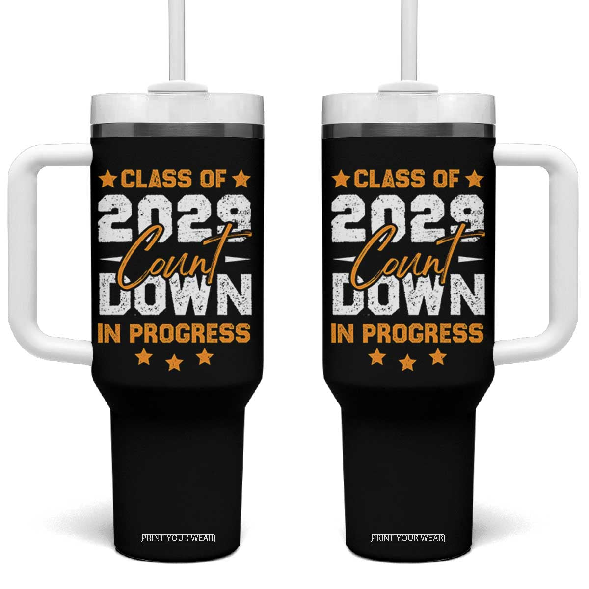 Class Of 2029 Count Down Graduating Tumbler With Handle TS10 One Size: 40 oz Black Print Your Wear